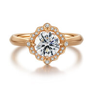 Blossom · 18K Rose Gold Halo Diamond Ring with Round Center Stone