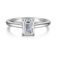 Platinum Emerald Cut Diamond Ring | 1.22Ct D-E Color VVS | Four-Prong Setting