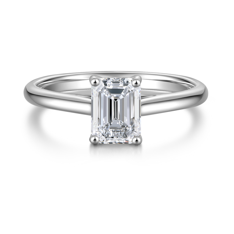 Platinum Emerald Cut Diamond Ring | 1.22Ct D-E Color VVS | Four-Prong Setting