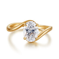 Timeless Brilliance · 18K Yellow Gold Oval Diamond Ring with Twisted Shank