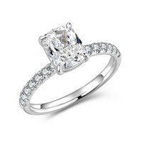 Platinum Gold Cushion Cut Diamond Ring | 1.93 ct. tw. D-E Color VS | Full Pavé Setting