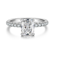 Platinum Gold Cushion Cut Diamond Ring | 1.65Ct D-E Color VS | Full Pavé Setting