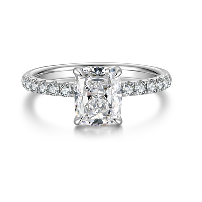 Platinum Gold Cushion Cut Ring | 1.65Ct D-E Color