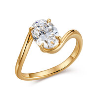 Timeless Brilliance · 18K Yellow Gold Oval Diamond Ring with Twisted Shank