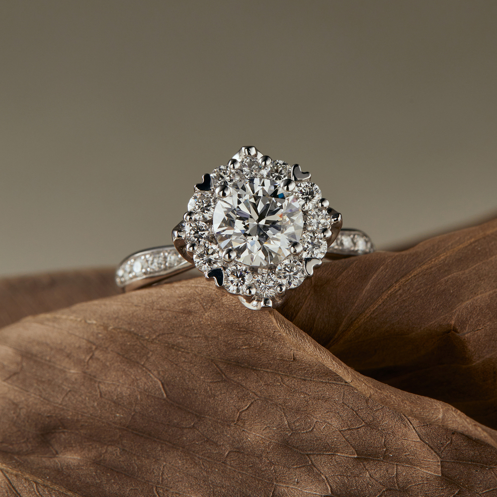 Grand Stellar Halo Bespoke | Custom Shape & Color Ring with 0.6ct Accent Diamonds