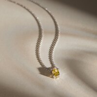 Minimalist 0.62 ct. tw. Oval-Cut Fancy Yellow Lab-Grown Diamond Pendant, VS Clarity, 18K White Gold