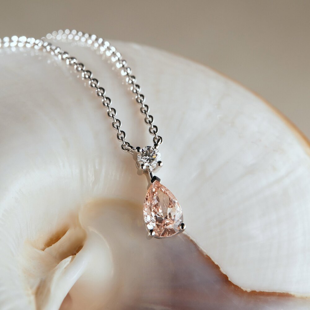Bespoke Duo | Customizable Center Stone Necklace with Round Accent Diamond