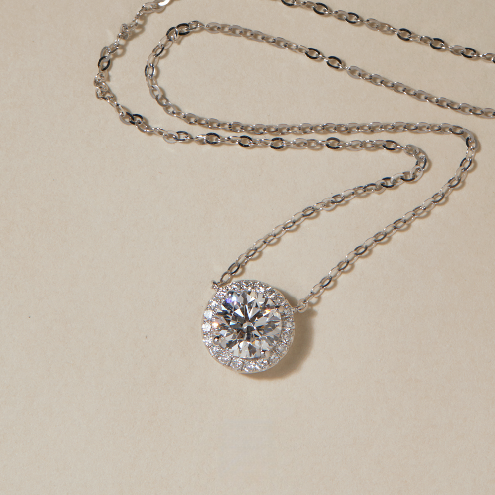 Brilliant 1.4 ct. tw. Round Cut Lab-Grown Diamond Pendant, D Color, VS2 Clarity, PT950
