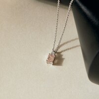 Ethereal Emerald Cut Pink Diamond Necklace (0.54 ct. tw.) in 18K White Gold