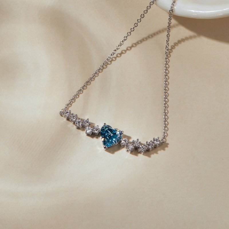 Elegant 1.06 ct. tw. Heart-Shaped Fancy Blue Lab-Grown Diamond Pendant, Crafted in Solid 950 Platinum