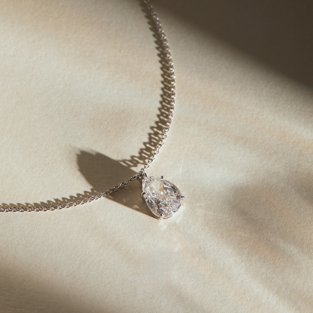 Magnificent 3.07 ct. tw. Pear-Cut Lab-Grown Diamond Pendant, D-E Color, VS Clarity, PT950