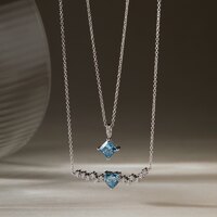 Modern 0.86 ct. tw. Princess-Cut Fancy Blue Lab-Grown Diamond Necklace, VS Clarity, PT950