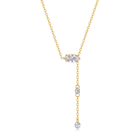 East-West Marquise Y-Necklace in 14K Yellow Gold with Delicate Fringe Chain｜~1.09 ct. tw.