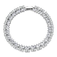 18K White Gold Dual-Cut Tennis Bracelet | ~7.96 ct. tw. Dual-Track “Piano Key” Mosaic Design