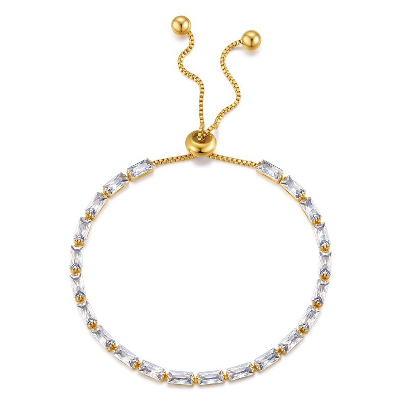 Baguette-Cut Lab-Grown Diamond Adjustable Tennis Bracelet