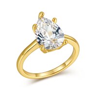 Minimalist 18K Yellow Gold Pear-Shaped Lab-Grown Diamond Solitaire Ring | ~2 ct. tw.