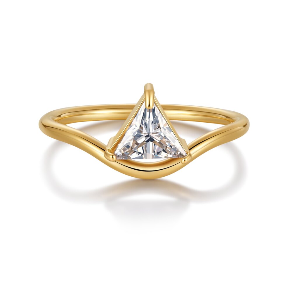 Trillion-Cut Solitaire Ring in 14K Yellow Gold with Secure Three-Prong Setting｜~1.08 ct. tw.