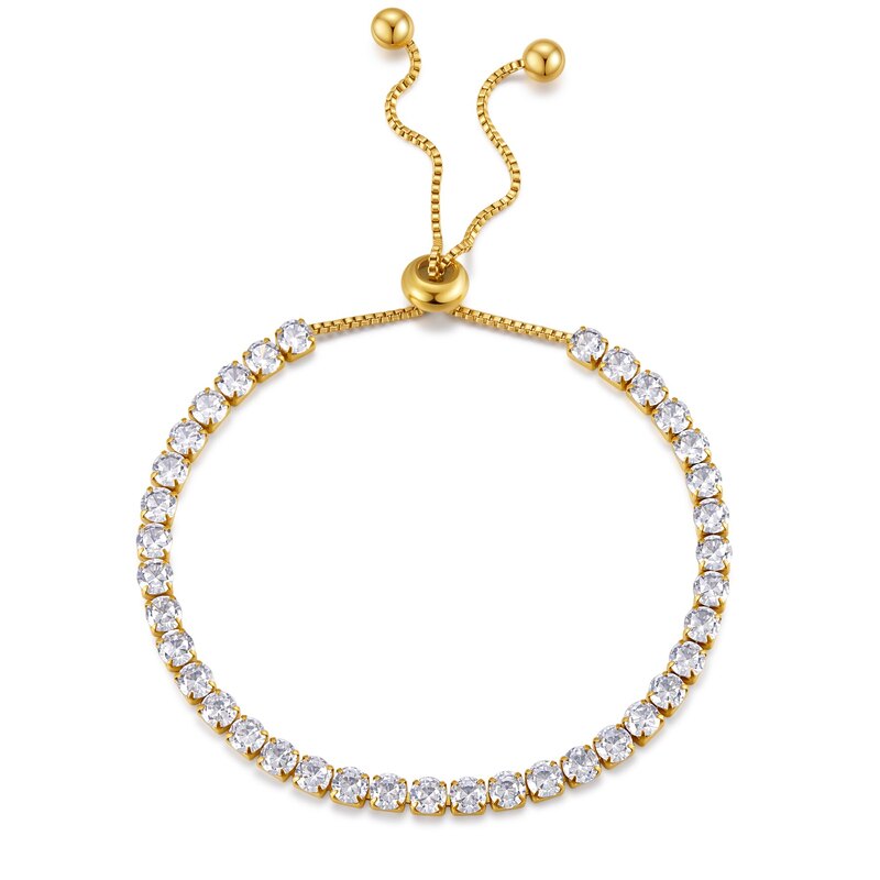 Round Brilliant-Cut Lab-Grown Diamond Adjustable Tennis Bracelet