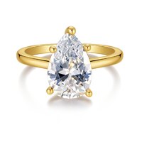Minimalist 18K Yellow Gold Pear-Shaped Lab-Grown Diamond Solitaire Ring | ~2 ct. tw.