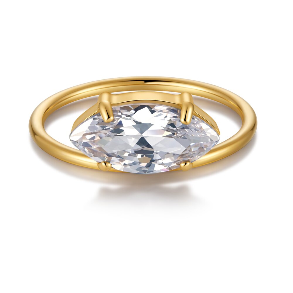 East-West Marquise-Cut Lab-Grown Diamond Solitaire Ring in 14K Yellow Gold | ~1.2 ct. tw.