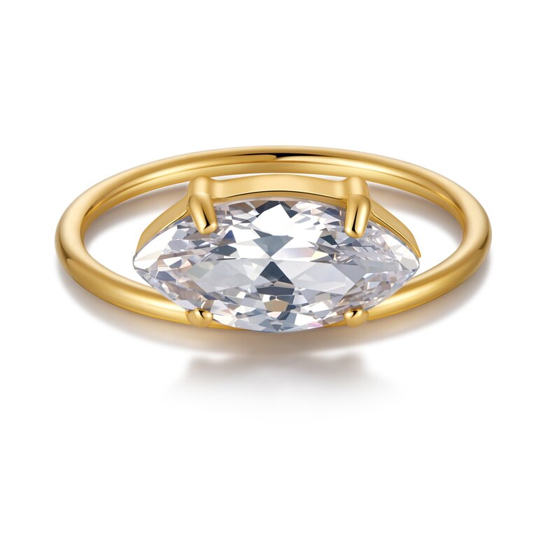 East-West Marquise-Cut Lab-Grown Diamond Solitaire Ring