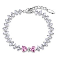 18K White Gold Half-Pavé Bracelet with Heart-Cut Pink Lab-Grown Diamond