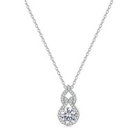 18K White Gold Round Lab-Grown Diamond Pendant | ~0.89 ct. tw. Center Stone with Interlocking Double Loop & Classic Halo Setting
