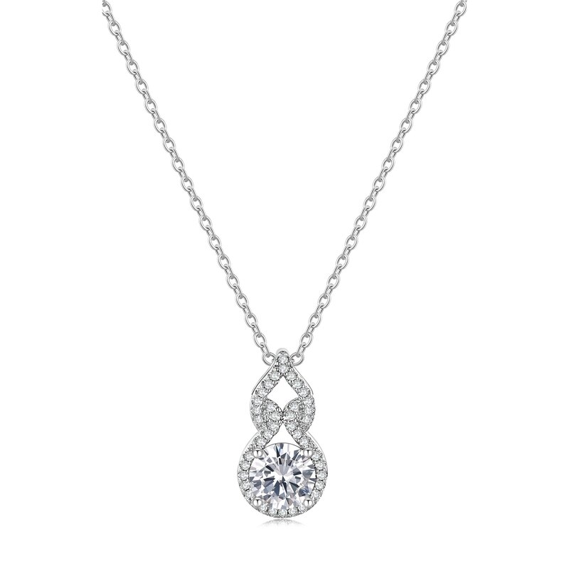 Interlocking Double-Loop Halo Round Lab-Grown Diamond Pendant Necklace