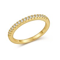 14K Yellow Gold｜~0.63 ct. tw.  Brilliant-Cut Lab-Grown Diamond Half-Loop Pavé Stackable Ring