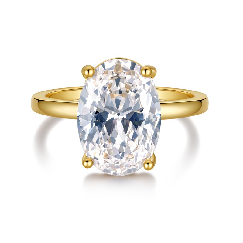Ultra-Slim 14K Yellow Gold Oval Solitaire Lab-Grown Diamond Ring