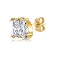 14K Yellow Gold Asymmetric Toi et Moi Stud Earrings | ~2.15 ct. tw. Emerald & Pear-Cut Lab-Grown Diamond Design