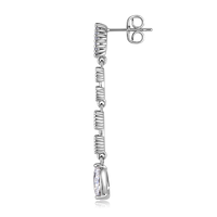 18K White Gold Wheat-Inspired Milgrain Drop Earrings | Graduated Multi-Stone Pear Lab-Grown Diamond Earrings