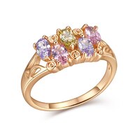 14K Rose Gold Multi-Color Lab-Grown Diamond Band | ~1.67 ct. tw. Pastel Oval-Cut Scalloped Eternity Ring