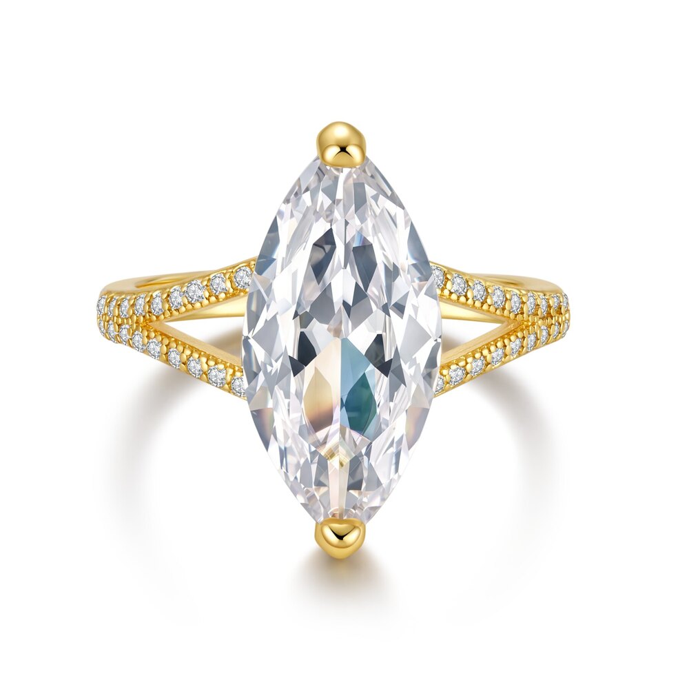 14K Yellow Gold Marquise Lab-Grown Diamond Ring | ~1.95 ct. tw. Solitaire with Milgrain Split-Shank Setting