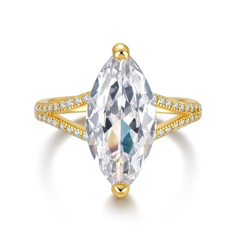 Split-Shank Pavé Marquise Lab-Grown Diamond Ring