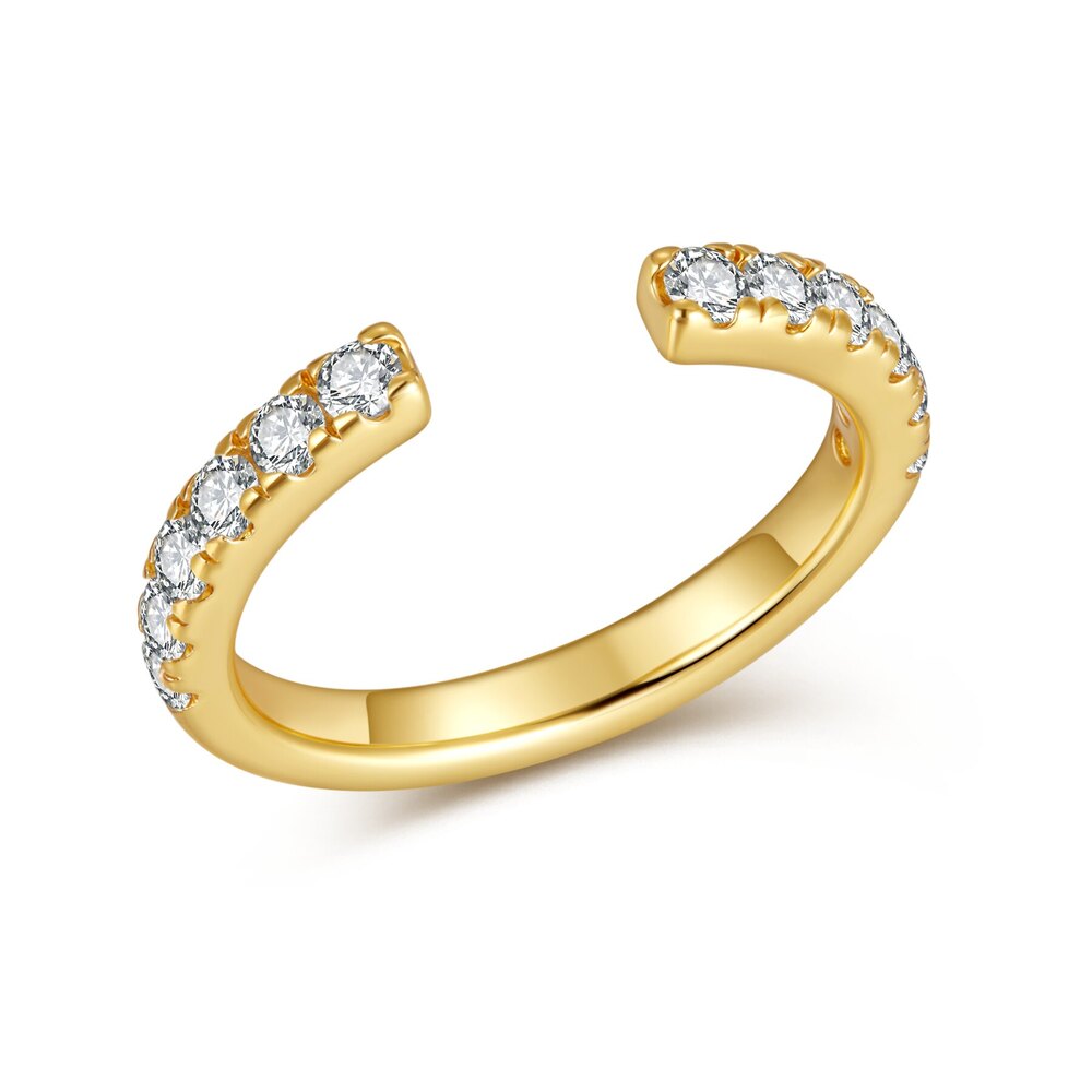 14K Yellow Gold | Open Band Pavé Lab-Grown Diamond Adjustable Stacking Ring