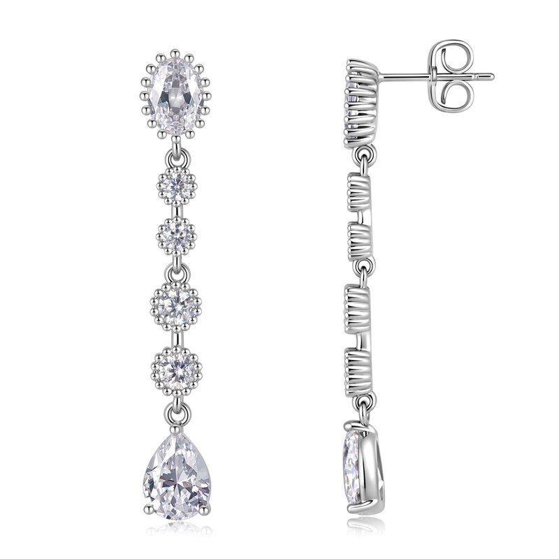 Milgrain Graduated Pear Lab-Grown Diamond Drop Earrings