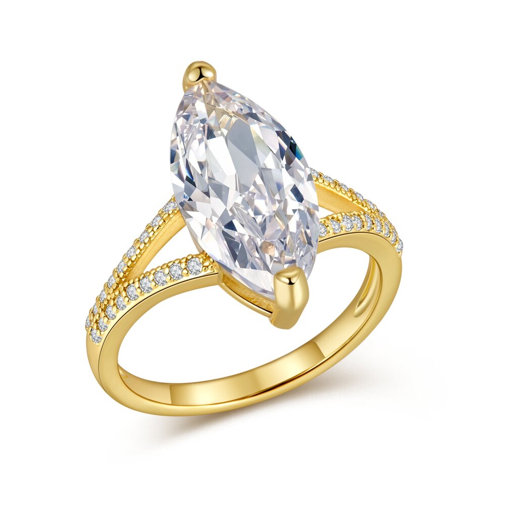 14K Yellow Gold Marquise Lab-Grown Diamond Ring | ~1.95 ct. tw. Solitaire with Milgrain Split-Shank Setting