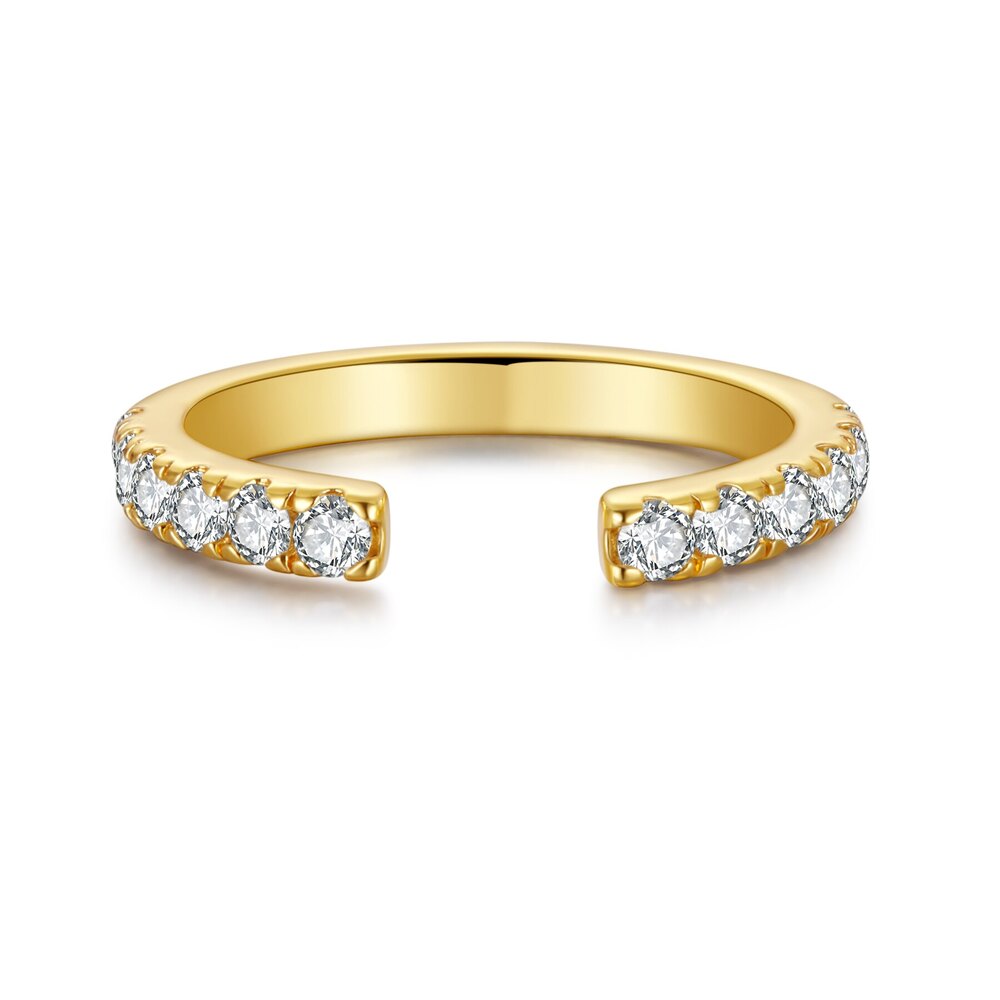 14K Yellow Gold | Open Band Pavé Lab-Grown Diamond Adjustable Stacking Ring