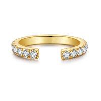 14K Yellow Gold | Open Band Pavé Lab-Grown Diamond Adjustable Stacking Ring