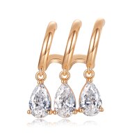 14K Gold Multi-Dimensional Triple-Arc Earrings | ~1.69 ct. tw.  Pear-Cut Lab-Grown Diamond Drops with Ear-Cuff Illusion