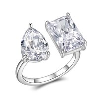 18K White Gold Toi et Moi Lab-Grown Diamond Ring | ~3.0 ct. tw. Emerald & Pear-Cut Open-Band Design