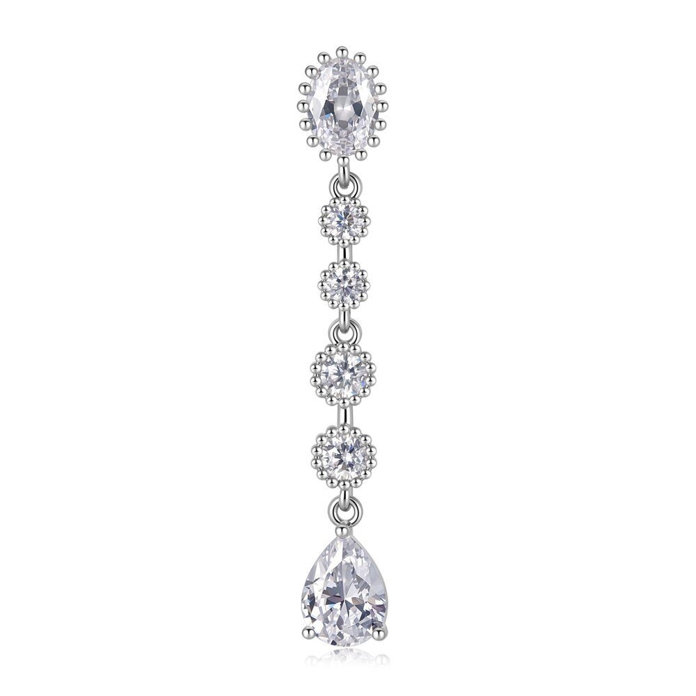 18K White Gold Wheat-Inspired Milgrain Drop Earrings | Graduated Multi-Stone Pear Lab-Grown Diamond Earrings