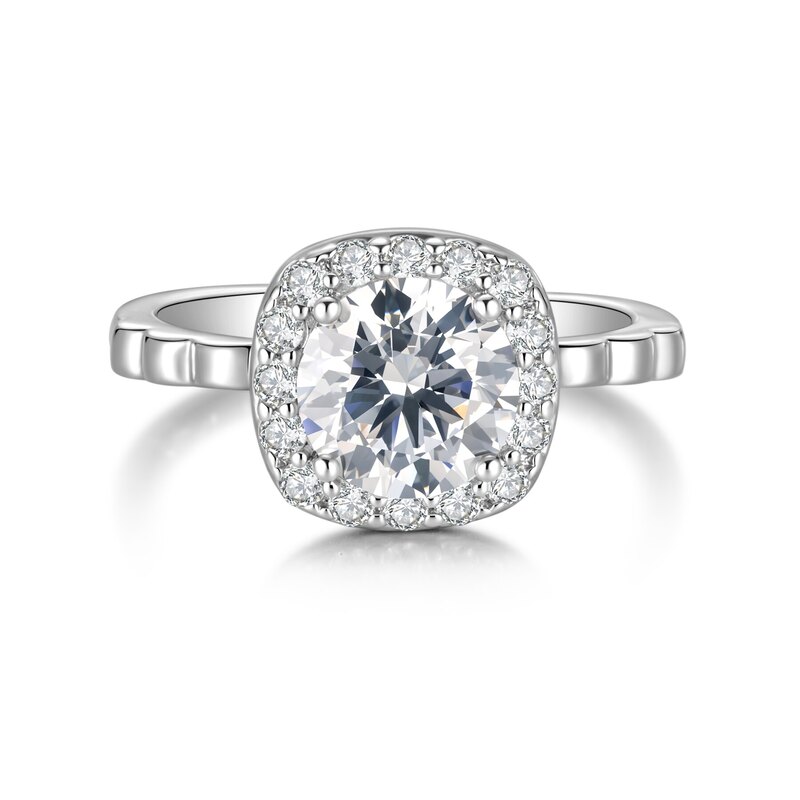 Cushion Halo Round Lab-Grown Diamond Pavé Ring