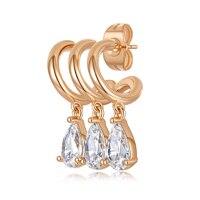14K Gold Multi-Dimensional Triple-Arc Earrings | ~1.69 ct. tw.  Pear-Cut Lab-Grown Diamond Drops with Ear-Cuff Illusion