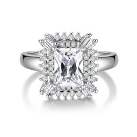 18K White Gold | ~3.03 ct. tw. Radiant Cut Lab-Grown Diamond Baguette & Round Double Halo Ring