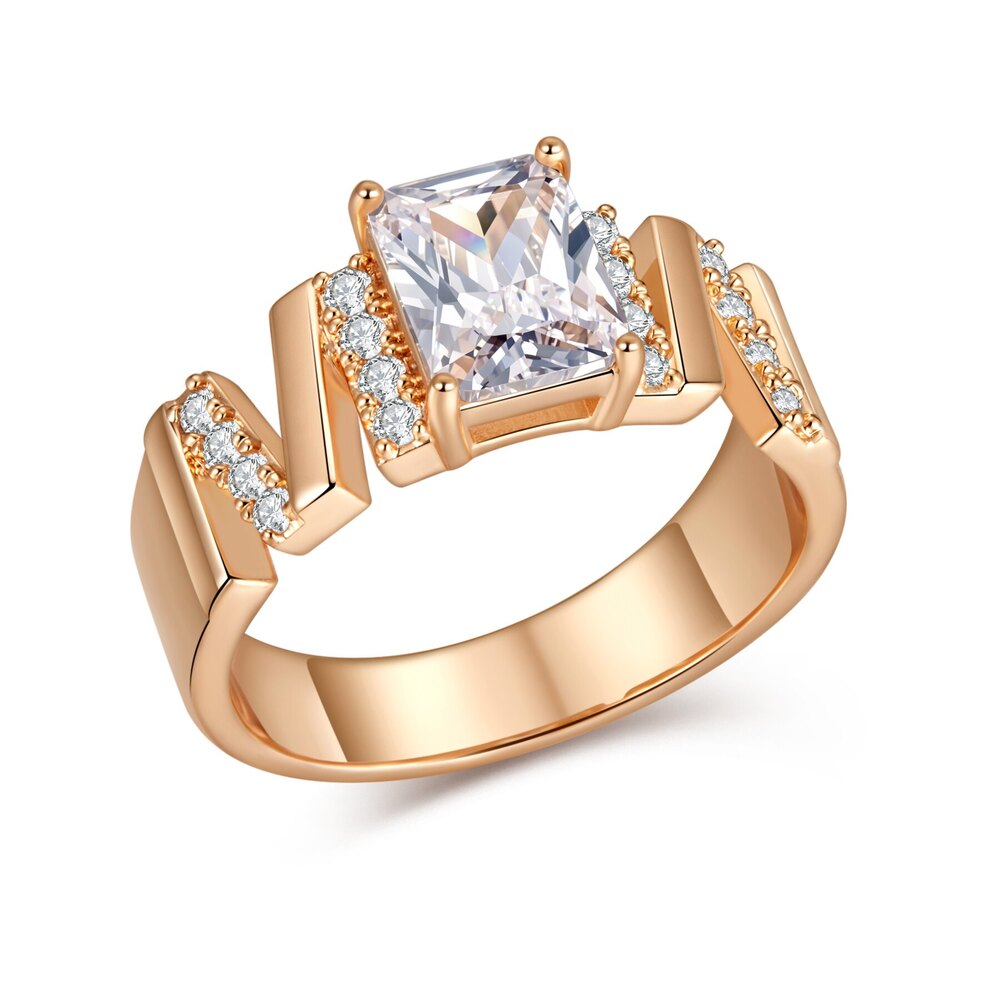 Unisex 14K Rose Gold ~1.63 ct. tw. | Radiant Cut Lab-Grown Diamond Geometric Wave Statement Ring
