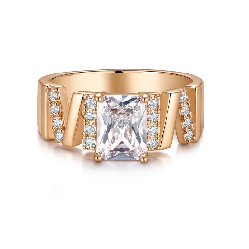 Unisex Radiant Cut Lab Diamond Geometric Wave Ring