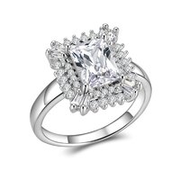 18K White Gold | ~3.03 ct. tw. Radiant Cut Lab-Grown Diamond Baguette & Round Double Halo Ring